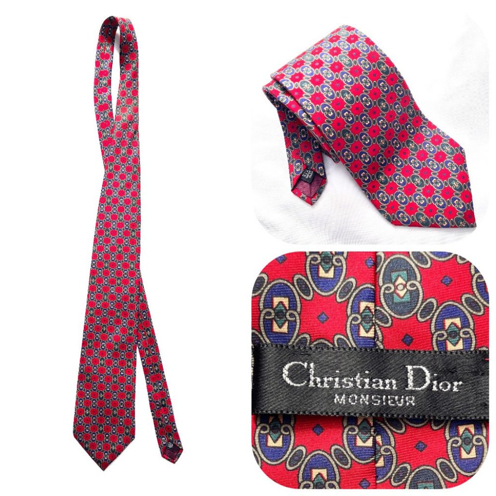 Auc Christian Dior Silk red tie
